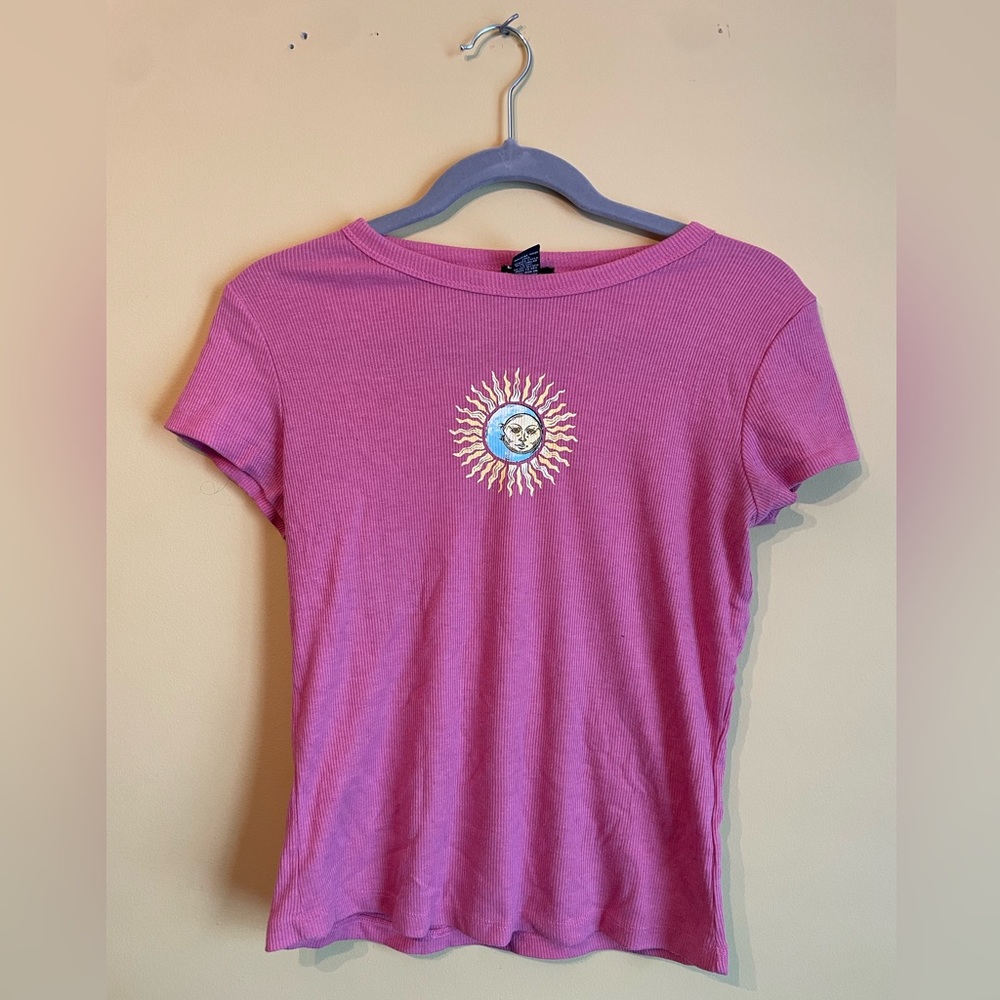 ribbed pink sun shirt (cropped)